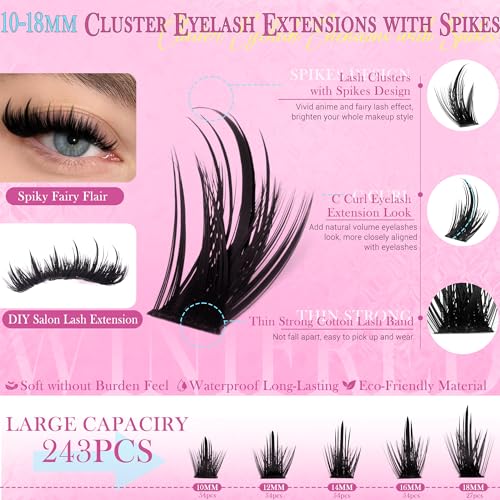Winifred Manga Lash Clusters Kit Wispy DIY Individual Eyelashes with Spikes