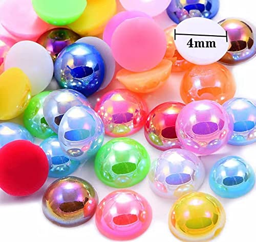 1500PCS 4mm Light Purple AB Flatback Half Pearl Beads for Crafts