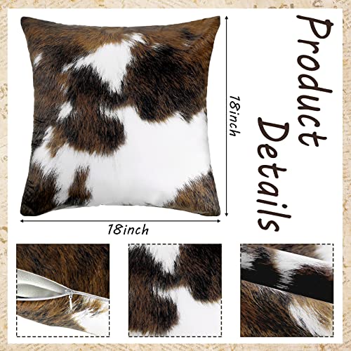 6-Piece Cowhide Print Throw Pillow Covers - 18x18 Inch Rustic Farmhouse Decor