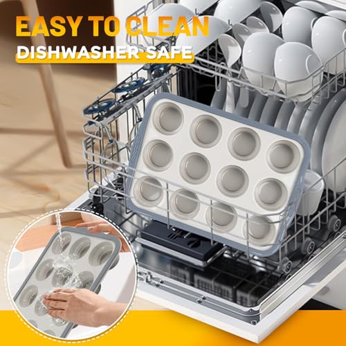 Non-Stick Silicone Muffin Pan - 12-Cup BPA-Free Baking Tray