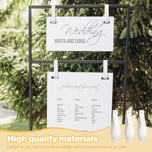 Vercraft White Faux Leather Sign Hanging Straps Set of 4 for Rods