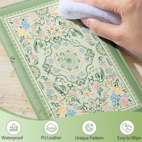 Sage Green PU Leather Server Book for Waitresses with Zipper Pockets, Small (5x7.9")