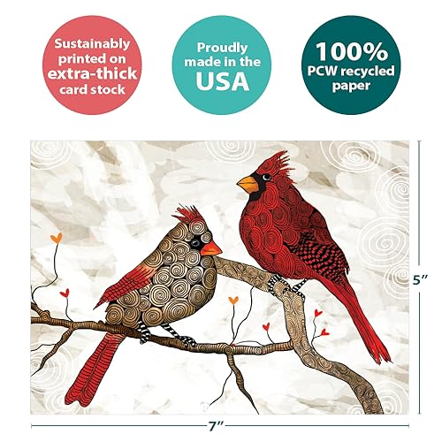 Eco-Friendly Holiday Greeting Card with Envelope - 5x7 Cardinals