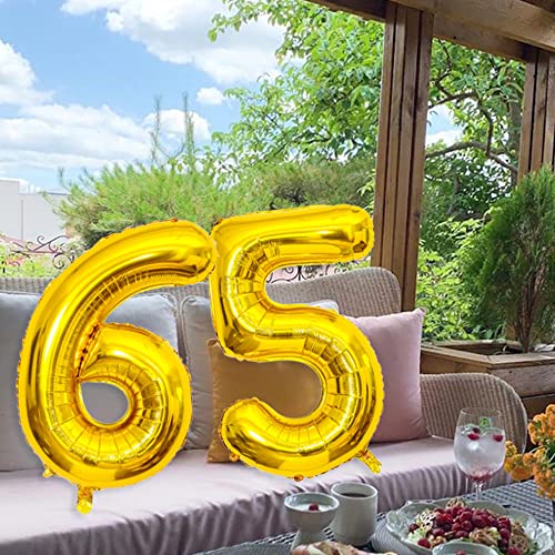 40-Inch Gold 65 Number Balloon for Birthday & Graduation Party
