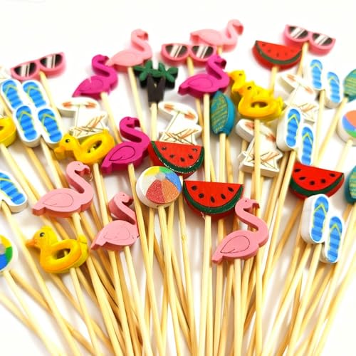 100pcs Summer Tropical Cocktail Picks with Slipper Design – Luau Party Decor
