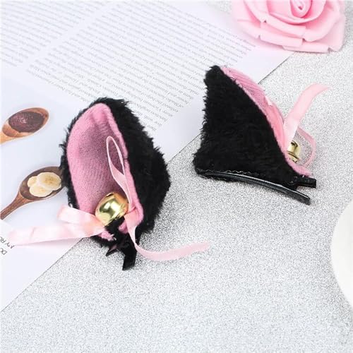 BWESOO Fluffy Cat Ears Headband with Bow and Bell Cosplay Hair Accessories