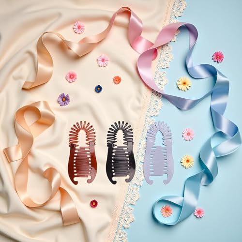ZLmoue 3Pcs Colorful Interlocking Plastic Banana Hair Clips