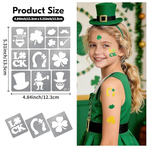 St. Patrick's Day Temporary Tattoo Stencils Kit - Face and Body Paint Templates