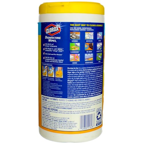 Clorox Disinfecting Wipes, Crisp Lemon Scent, 75 Count (Pack of 3)