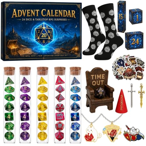 Tabletop RPG Advent Calendar with Dice Sets & Surprises - Christmas Countdown Gift