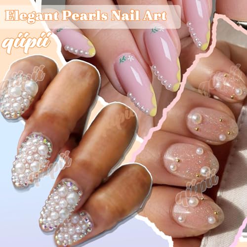 qiipii 7500PCS 2mm White Flatback Half Pearls for Crafting and Nail Art