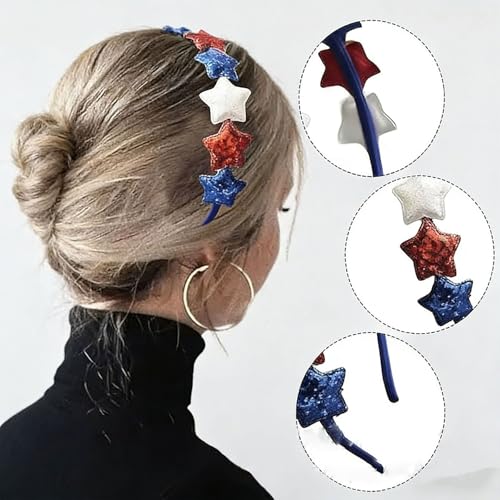 Patriotic Glitter Star Headband for 4th of July Independence Day