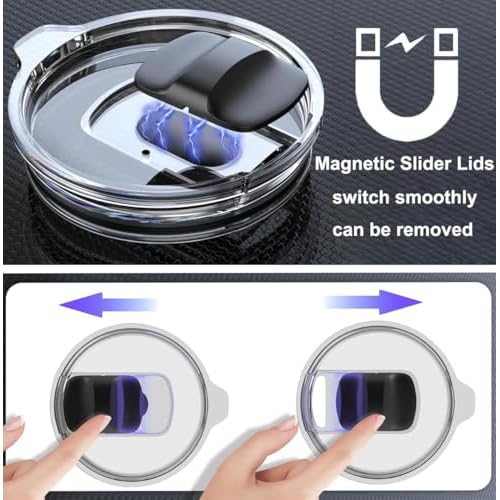2PCS for YETI 30 oz Tumbler Lid, Replacement Lids Magnetic Slider Compatible for Yeti 30 oz Tumbler, 14 oz Mug and 35 oz Straw Mug, Travel Spill Proof Cup Lids Covers with Magnetic Slider Switch