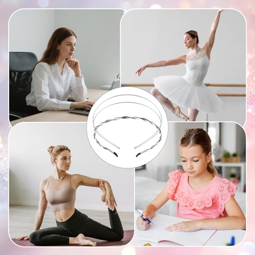 LUSTRIB 2 Pcs Thin Metal Headbands for Women Adjustable Hair Accessories