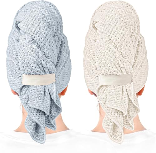 Microfiber Hair Towel Wrap - Super Absorbent & Quick Dry - 2 Pack