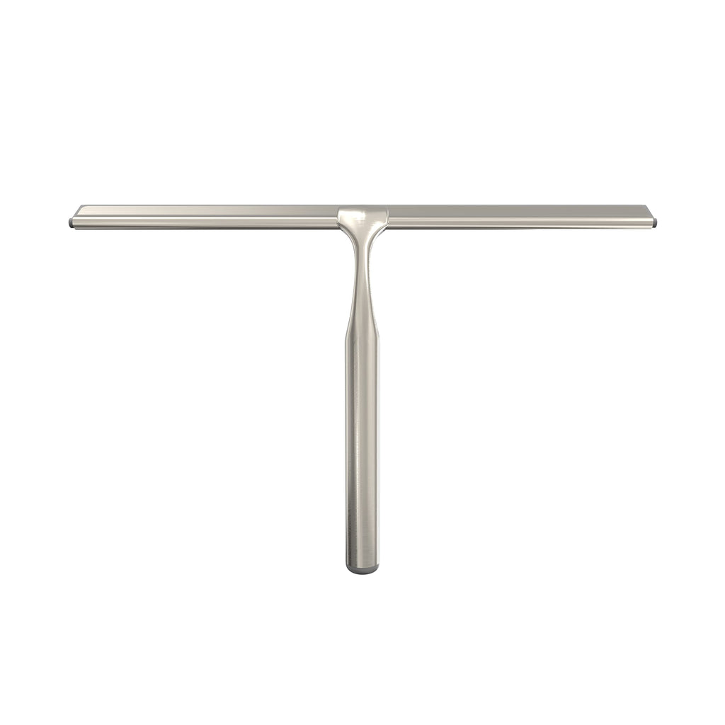 Better Living Deluxe XL Shower Squeegee, Multi-Purpose Silicone Squeegee Blade with Storage Hook, Rust-Proof Heavy Duty Window, Glass, Shower Scrubber, Windshield Wiper, 12", Brushed Nickel