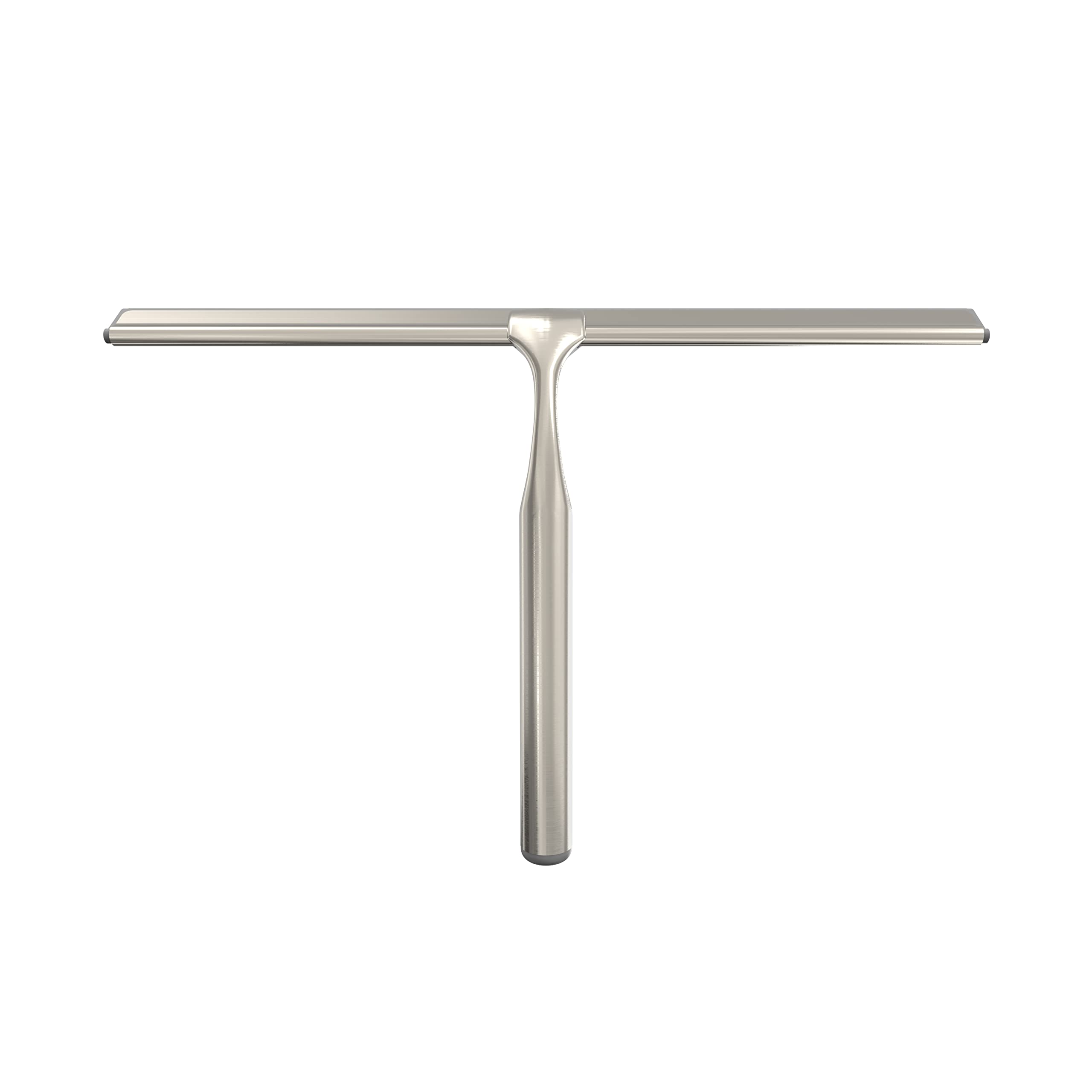 Better Living Deluxe XL Shower Squeegee, Multi-Purpose Silicone Squeegee Blade with Storage Hook, Rust-Proof Heavy Duty Window, Glass, Shower Scrubber, Windshield Wiper, 12", Brushed Nickel