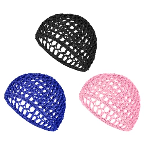 YUXIANLB 3 Pcs Mesh Hair Net Caps Elastic Crochet Snoods for Sleeping