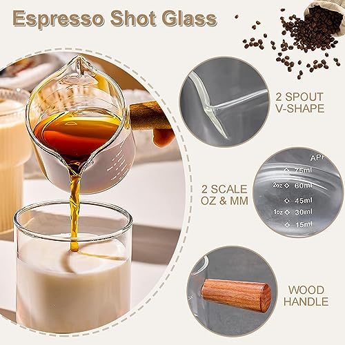 Borosilicate Espresso Measuring Cups with Handle - 2.5oz