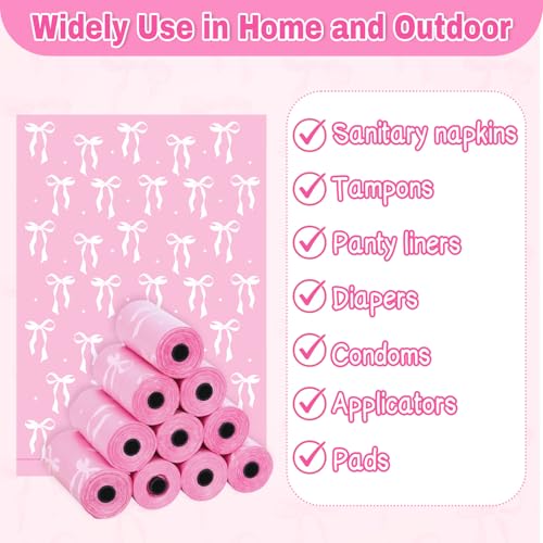 150 Lavender Scented Pink Bow Sanitary Napkin Disposal Bags