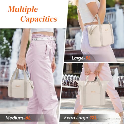 Lifewit Insulated Lunch Box - 6L Lightweight Soft Cooler Tote Bag, Cream