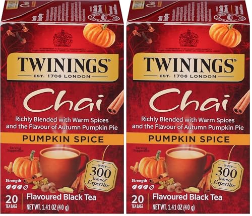 Twinings Pumpkin Spice Chai Tea Bags, 20 Count (Pack of 2)