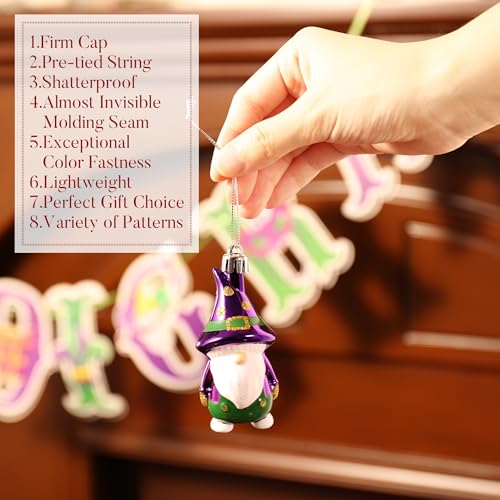 Valery Madelyn Mardi Gras Ball Ornaments Set - Purple, Green, Gold Holiday Decorations, 40 Pieces