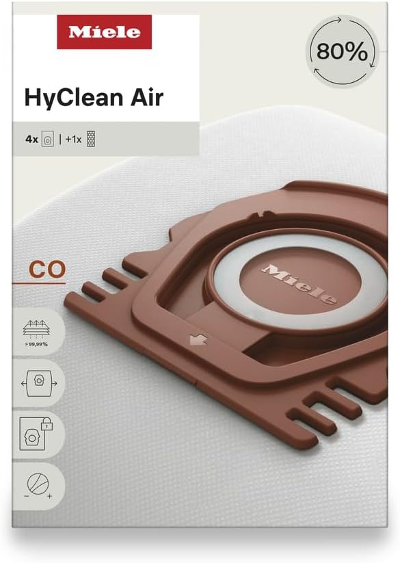 Miele HyClean Air CO Vacuum Cleaner Bags - Pack of 4 with AirClean Exhaust Filter for M1 Models