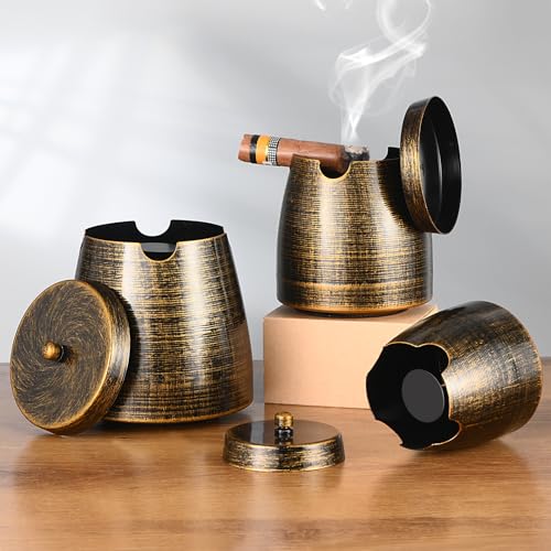 Small Cigar Ashtray with Lid - Windproof Outdoor Decor