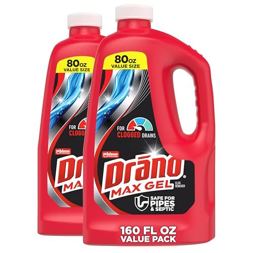 Drano Max Gel Drain Clog Remover & Cleaner 80oz 2-Pack - Safe for All Pipes