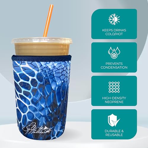 Koverz Medium Tropics Iced Coffee Sleeve for 22-24oz Cups, Insulated & Washable