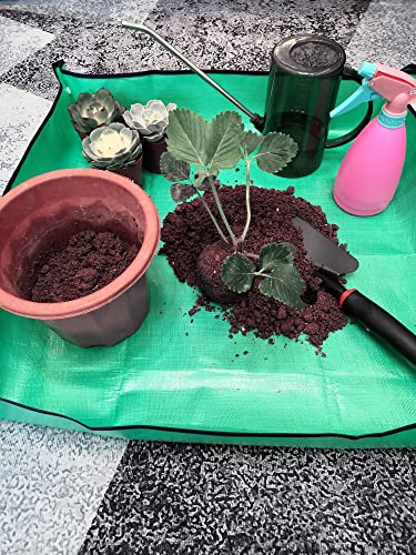 SisBroo Foldable Plant Repotting Mat, Waterproof Gardening Tarp (Green)
