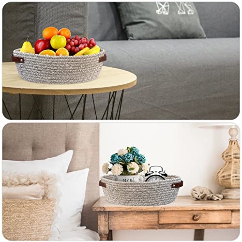 AmapleL Woven Cotton Rope Bathroom Storage Basket with Handles for Toilet Tank, Organizer Bin for Toilet Paper & Accessories