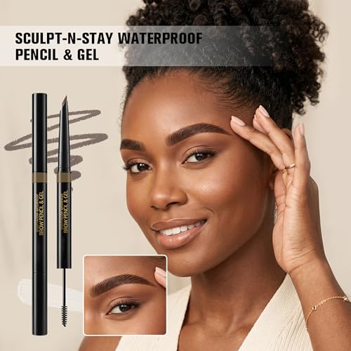 BEUKING Sculpt-N-Stay Waterproof Dual-Ended Eyebrow Pencil & Setting Gel, Shade 04