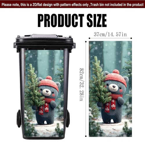 Nuxovilar Winter Bear PVC Garbage Pail Sticker - 14.57x32.28 in