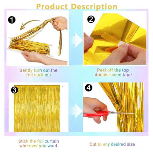 Gold Foil Fringe Curtains - 2 Pack Party Backdrop Decorations
