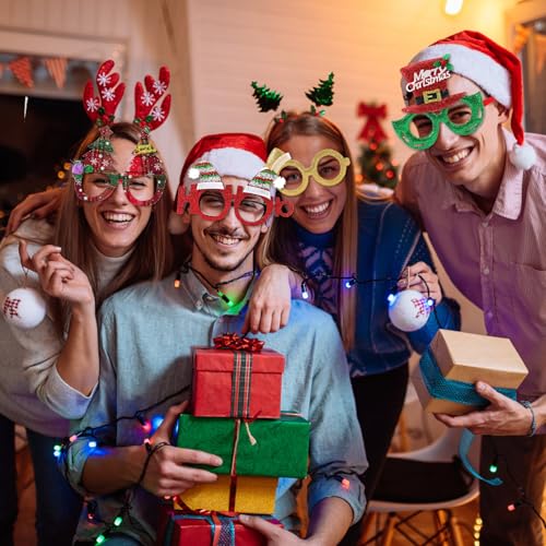 Christmas Glitter Glasses Frames Set - 36 Holiday Costume Props