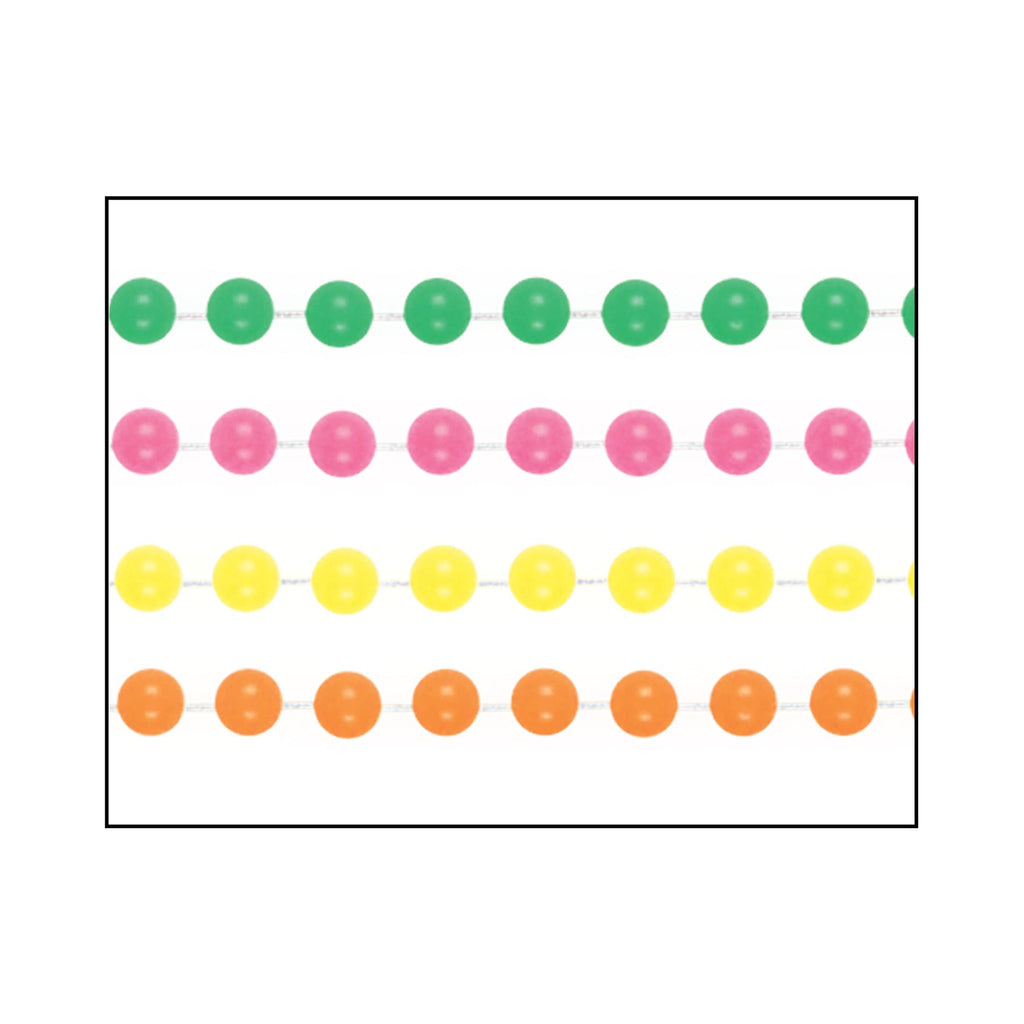 Beistle Neon Party Beads – 24 Pack Bright Round Ball Necklaces in Assorted Yellow, Green, Pink & Orange for Discos, Glow Parties, Mardi Gras, 70s, 80s and 90s Decade Theme, Festivals and Parades, 33"