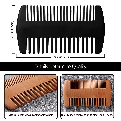 Kootinn Wooden Beard Comb Kit - Dual Action Pocket Grooming Comb 2 Pack