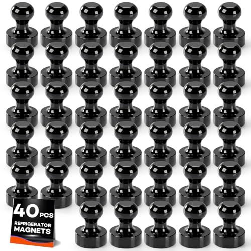 E BAVITE 40-Pack Small Strong Fridge Magnets - Powerful Black Push Pins
