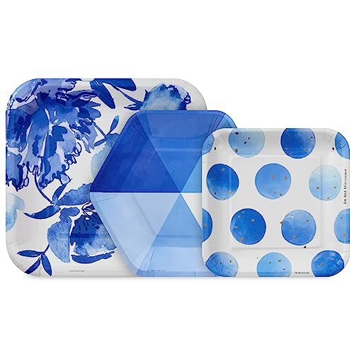 Hallmark Blue Floral Party Supplies Set for 16 Guests