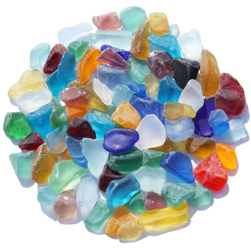 Colorful Frosted Sea Glass Blocks - 1LB Mixed Tumbled Decorative Stones