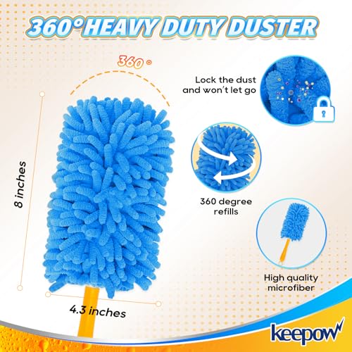 KEEPOW 4-Pack Microfiber Duster Refills for Swiffer – Washable & Reusable