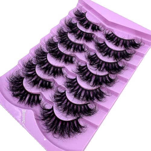 HBZGTLAD 25mm Faux Mink False Eyelashes Fluffy Cat Eye Multipack