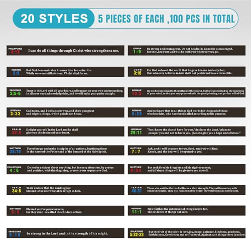 QEERBSIN Bible Verse Silicone Wristbands - Bulk Religious Scripture Bracelets - Variation 20