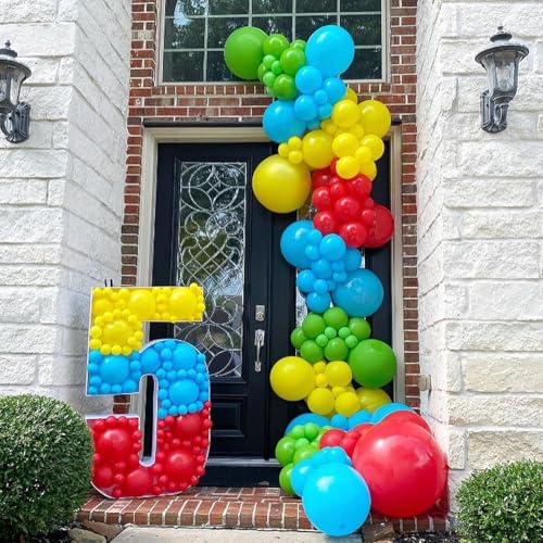 129PCS Colorful Balloon Arch Kit - Red, Yellow, Blue, Green