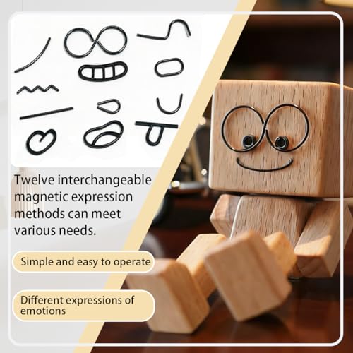 Shaking Wooden Doll with 12 Expressions - Fun Desk Decoration