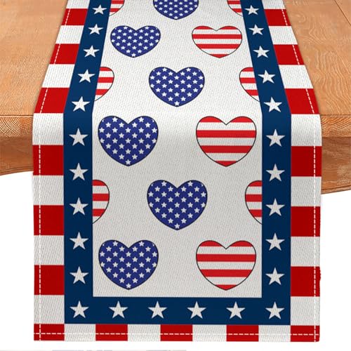 4th of July Table Runner - Patriotic Memorial Day Decor, 13x72 inches