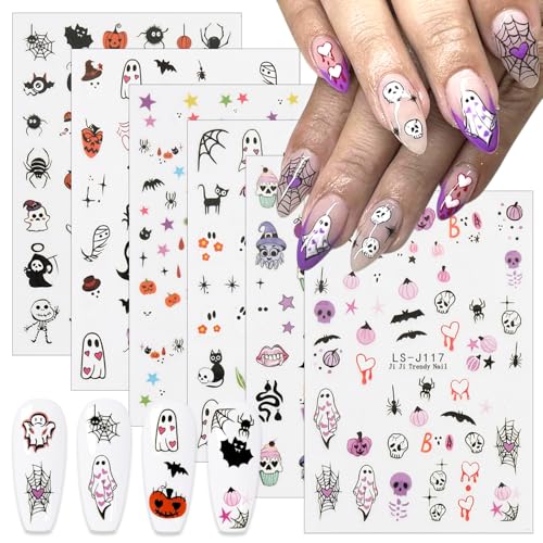 6 Sheets Gothic 3D Halloween Nail Art Stickers Self-Adhesive Decals