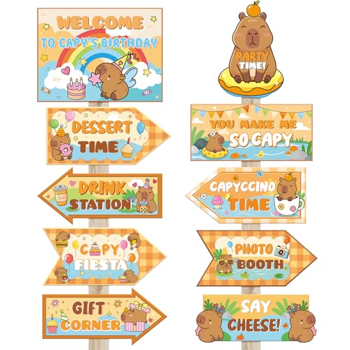 20 Pcs Capybara Birthday Party Directional Signs Decoration
